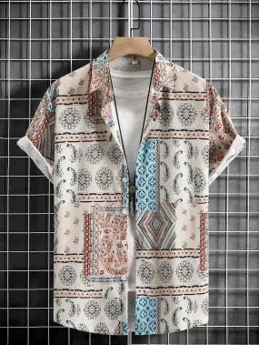 White Casual Printed Shirt for Men