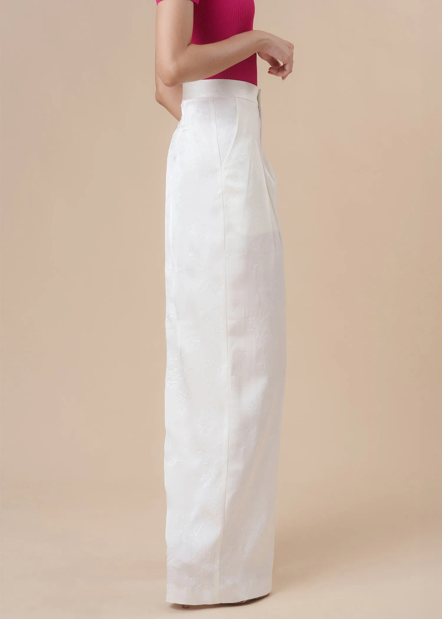 Wide Leg Bamboo Pants (Ivory White)