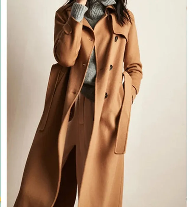 Women Long Wool Coat, Warm Wool Coat Jacets 3223