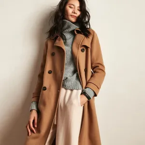 Women Long Wool Coat, Warm Wool Coat Jacets 3223