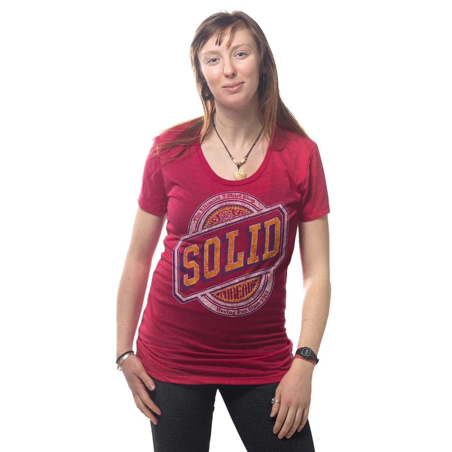 Women's Solid Threads Beer Label Logo T-shirt