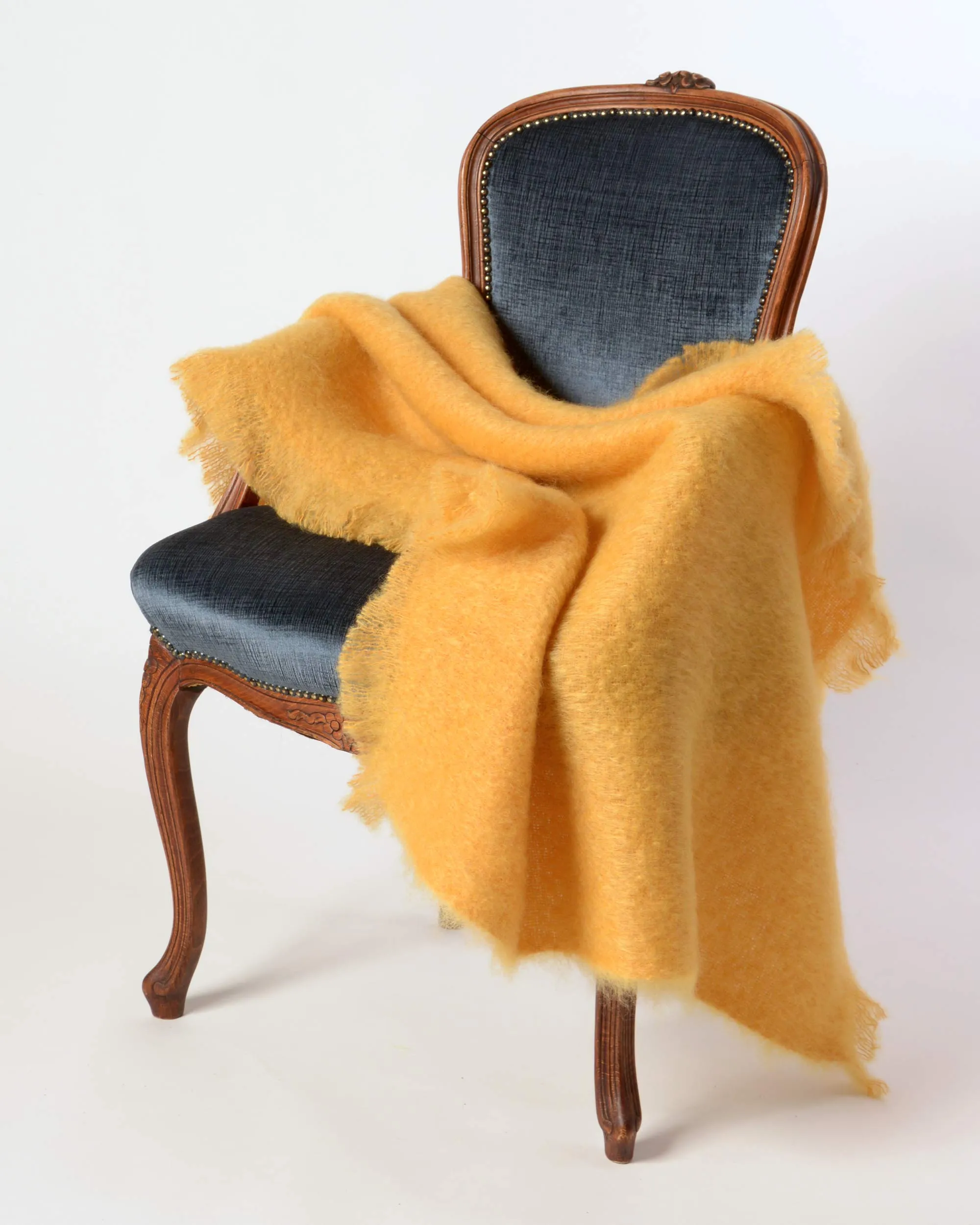 Yellow Ochre Mohair Chair Throw